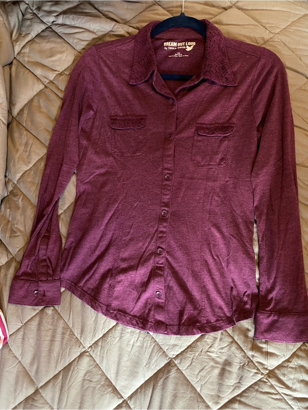 Dream out loud Selena Gomez  Wine Button-Down Shirt